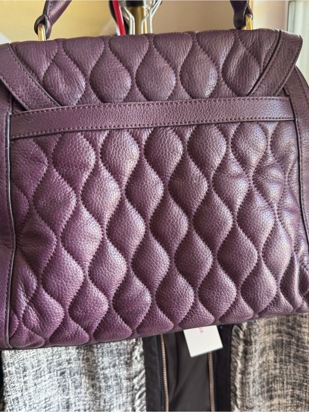 Vera Bradley Leather Quilted Top-Handle Satchel in Deep Plum - Picture 8 of 10